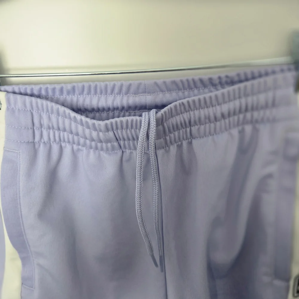 NWT Adidas Lavender Short Sz XS White Stripes Snap Legs Draw String Zip Pockets